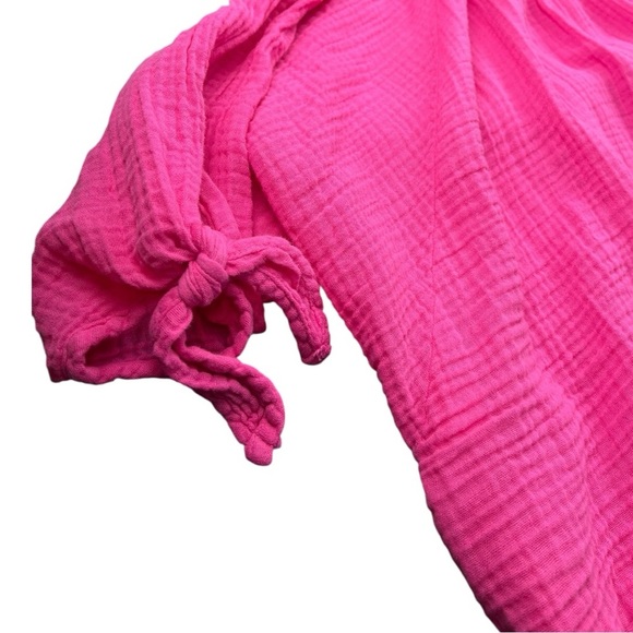 NWT Felicite 100% Cotton Short Sleeve Gauze Top With Tie Sleeves Size Small - Picture 5 of 7